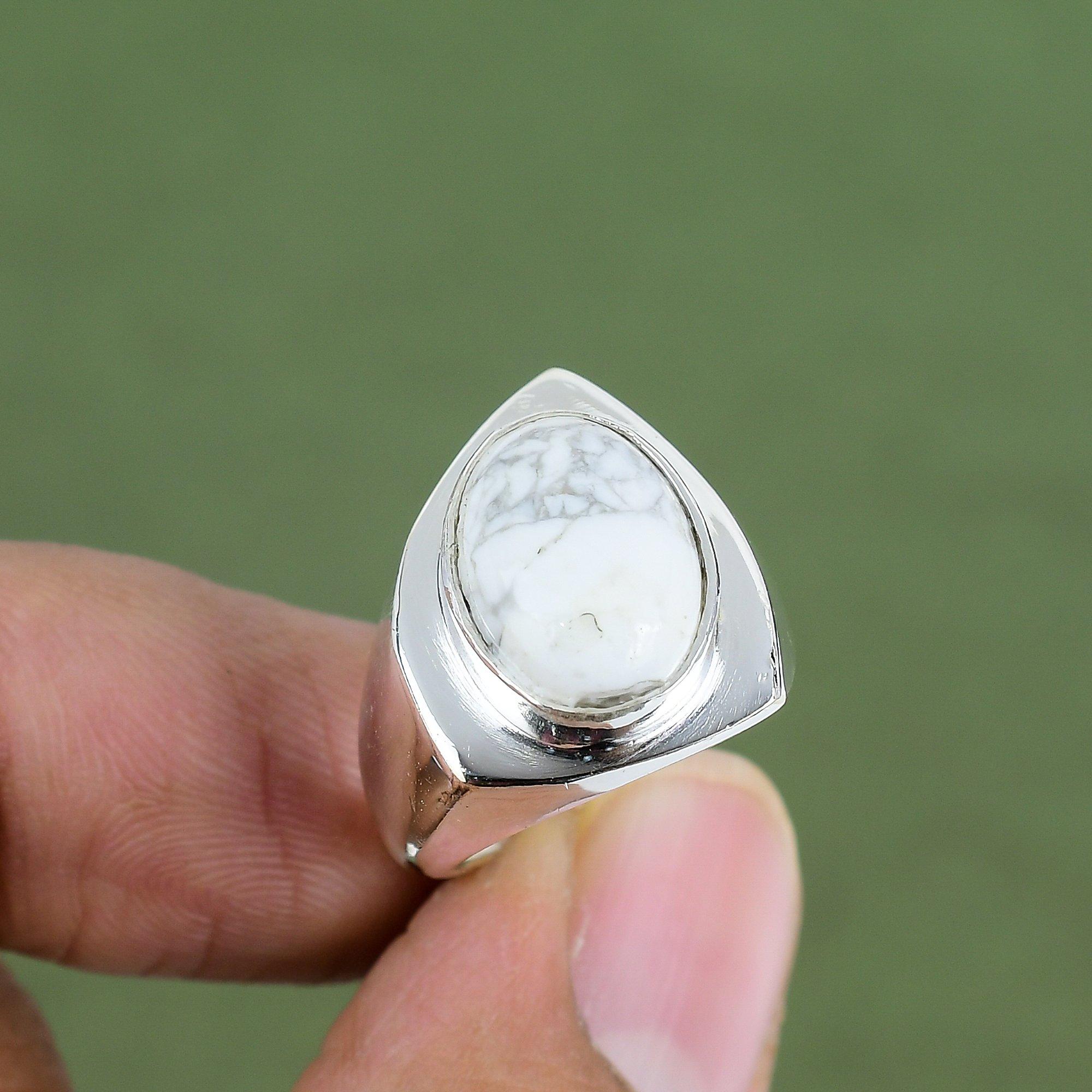 Howlite Ring 925 Sterling Silver Ring Real Gemstone Jewelry Amazing Ring Handmade Brand New Jewelry Anniversary Gifts Available In Ring Size