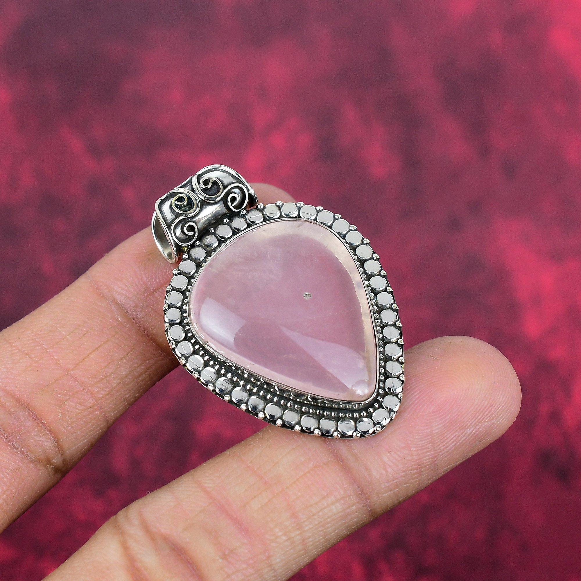 Ювелирные изделия из розового кварца, кулон из стерлингового серебра 925 пробы, ювелирные изделия ручной работы с драгоценными камнями, подарки для жены, абсолютно новый кулон