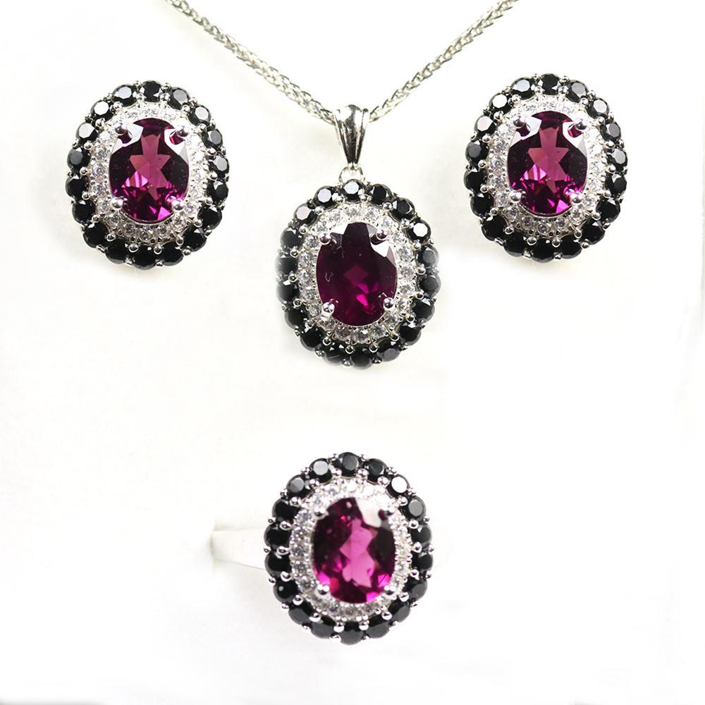Комплект украшений из натурального родолита 10 карат, овальный 7*9 мм, стерлинговое серебро 925 пробы, изысканные украшения для женщин, мам, лучший подарок на годовщину