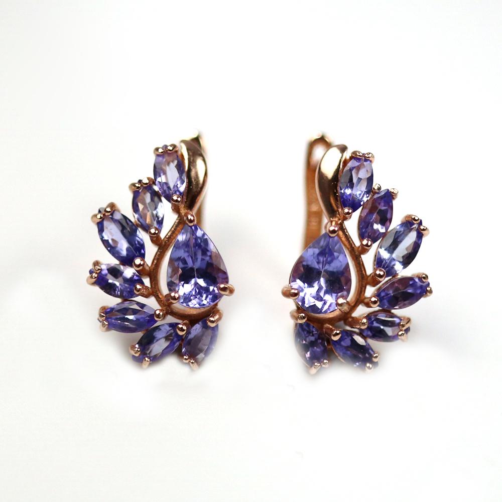 100% Natural Tanzanite Gemstone Clasp Earring 925 Sterling Silver with Precious Gemstone Fine Jewelry for Women Mom Nice Gift