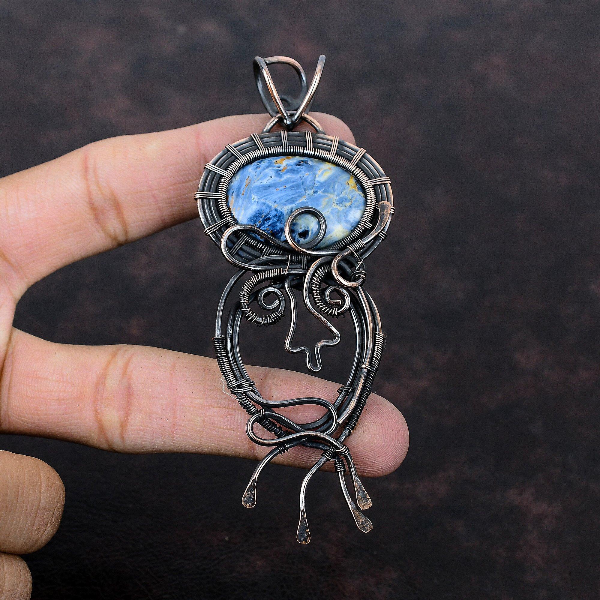 Pietersite Copper Pendant Wire Wrapped Cuestion Handmade Dainty Cuestion Pietersite Jewelry Copper Wire Wrap Jewelry Gemstone Pendant For Gift