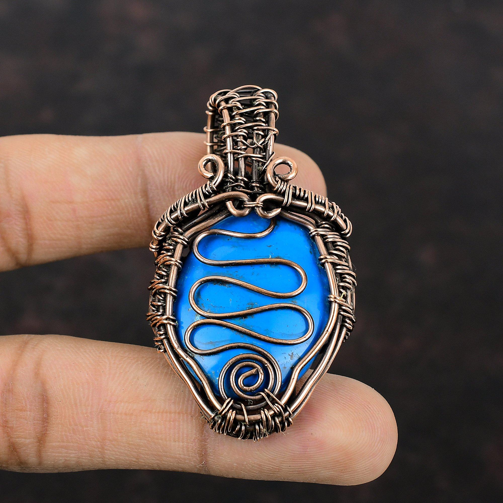 Спящая красавица, бирюзовый кулон, кулон из медной проволоки, уникальный кулон ручной работы, медная проволока, ювелирные изделия, кулон с драгоценным камнем, свадебный подарок