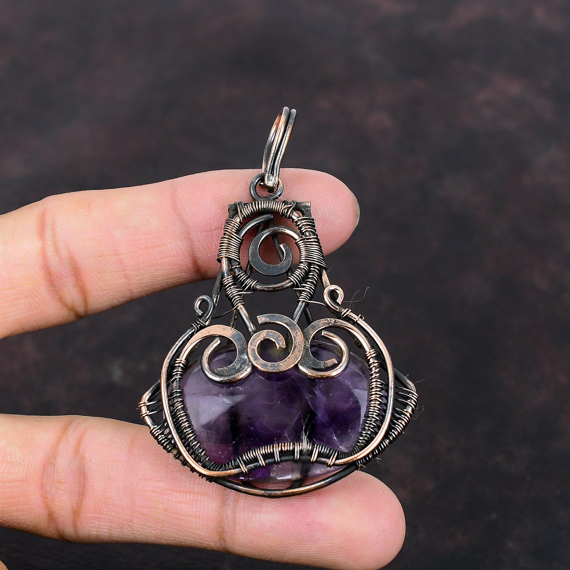 Звезда Аметист Кулон Медная Проволока Обернутая Ювелирные Изделия Очень Красивый Медный Кулон Драгоценный Камень Ювелирные Изделия Для Подарка Кулон Ручной Работы Обернутая Ювелирные Изделия