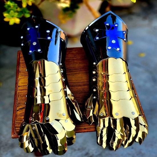 Medieval Gloves Gauntlets Metal Hand Gloves Armor Gloves Golden Gloves Best Gift for Love Once