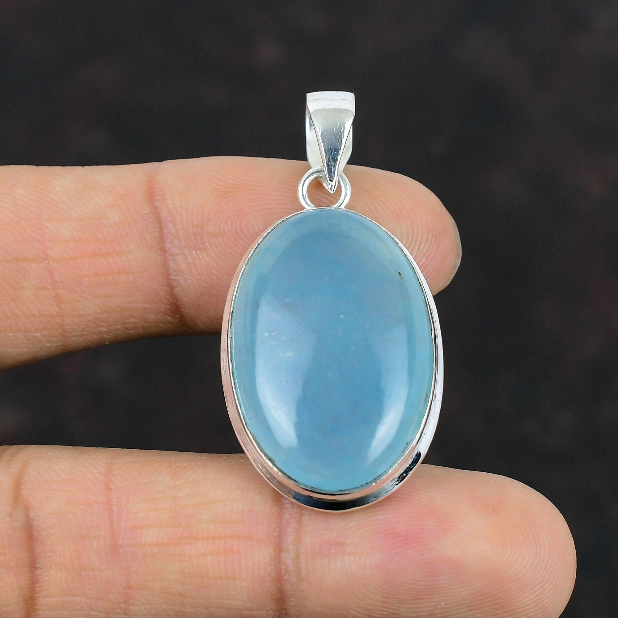 Подвеска из драгоценного камня с аквамарином Изящные ювелирные изделия ручной работы Подвеска из стерлингового серебра 925 пробы Элегантная подвеска Ювелирные изделия из натурального аквамарина Подарки на помолвку