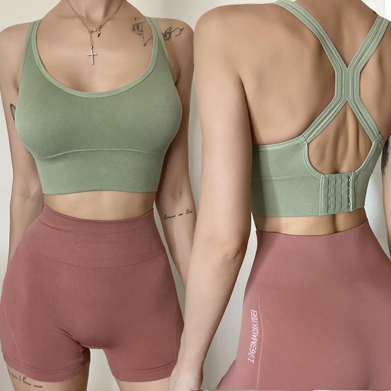 Women Sports Bra Workout Push Up Seamless Sexy Fast Dry Yoga Fitness Removeable Pads Shockproof Running Wire Free X Shape Back