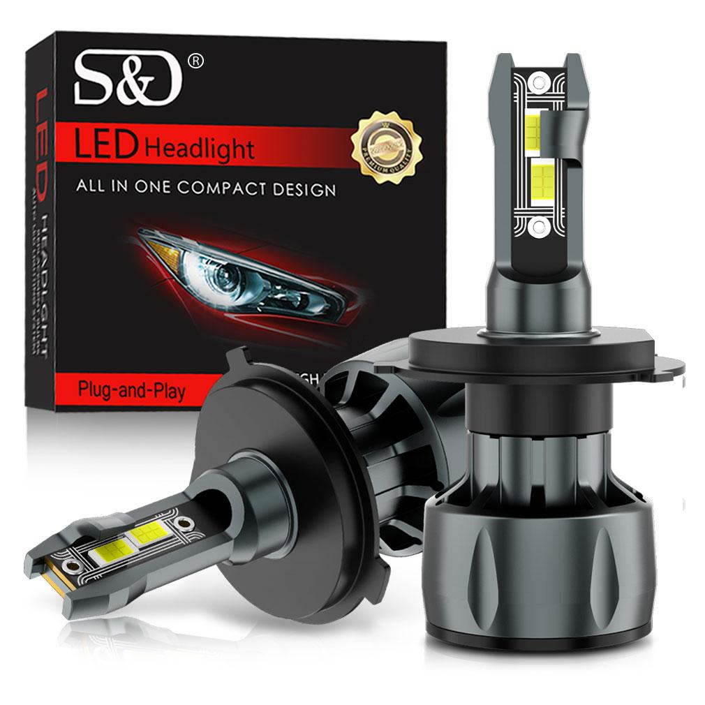 2Pcs Super Bright Mini H4 H7 LED Car Headlight Bulbs 70W 20000Lm CSP Chip Auto H1 H11 LED Light H8 HB3 HB4 9005 9006 9012 Hir2 6000K Auto Lamp 12V