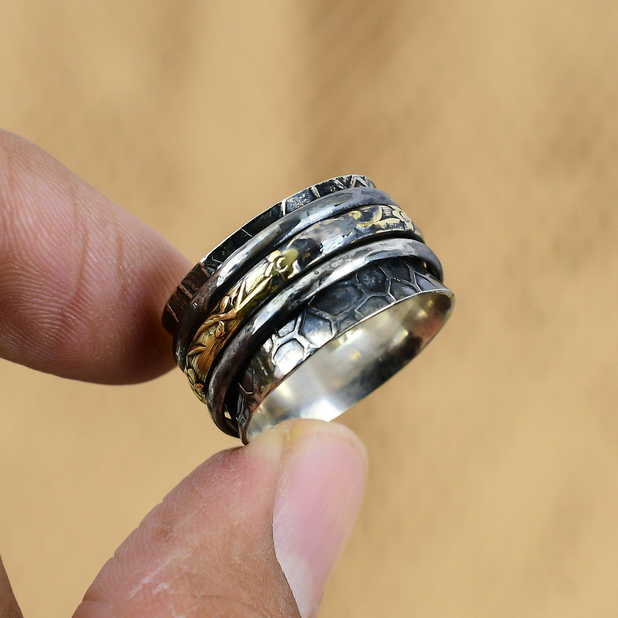 Подарок для женщин Кольцо-спиннер Размер 10,5 Серебро 925 пробы Натуральный Самоцвет без камня