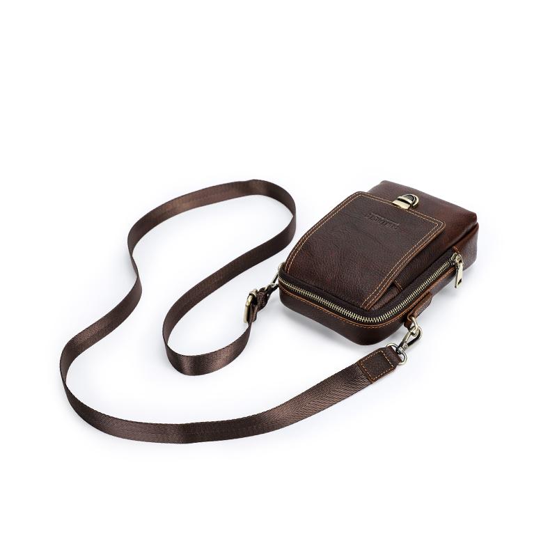 Мужская маленькая сумка-мессенджер из натуральной кожи, повседневная сумка через плечо с отделениями для карт