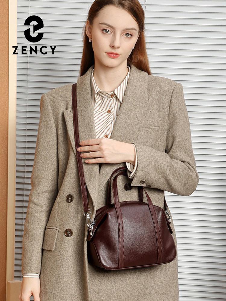 Zency Women's Luxury Solid Color Cowhide Leather Handbag