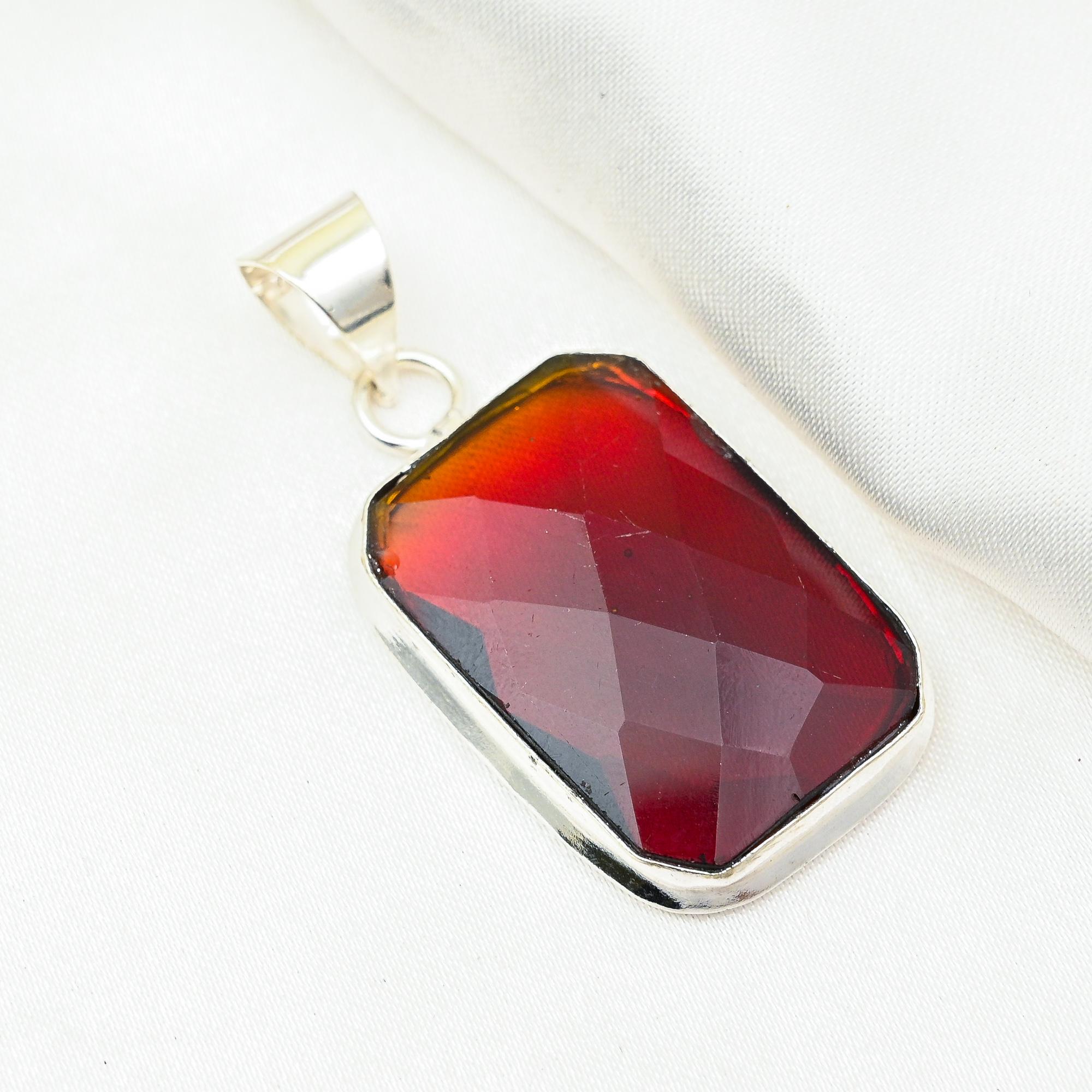 Red Garnet Jewelry, 925 Solid Sterling Silver Pendant, Handmade Gemstone Jewelry Pendant For Memorial Day