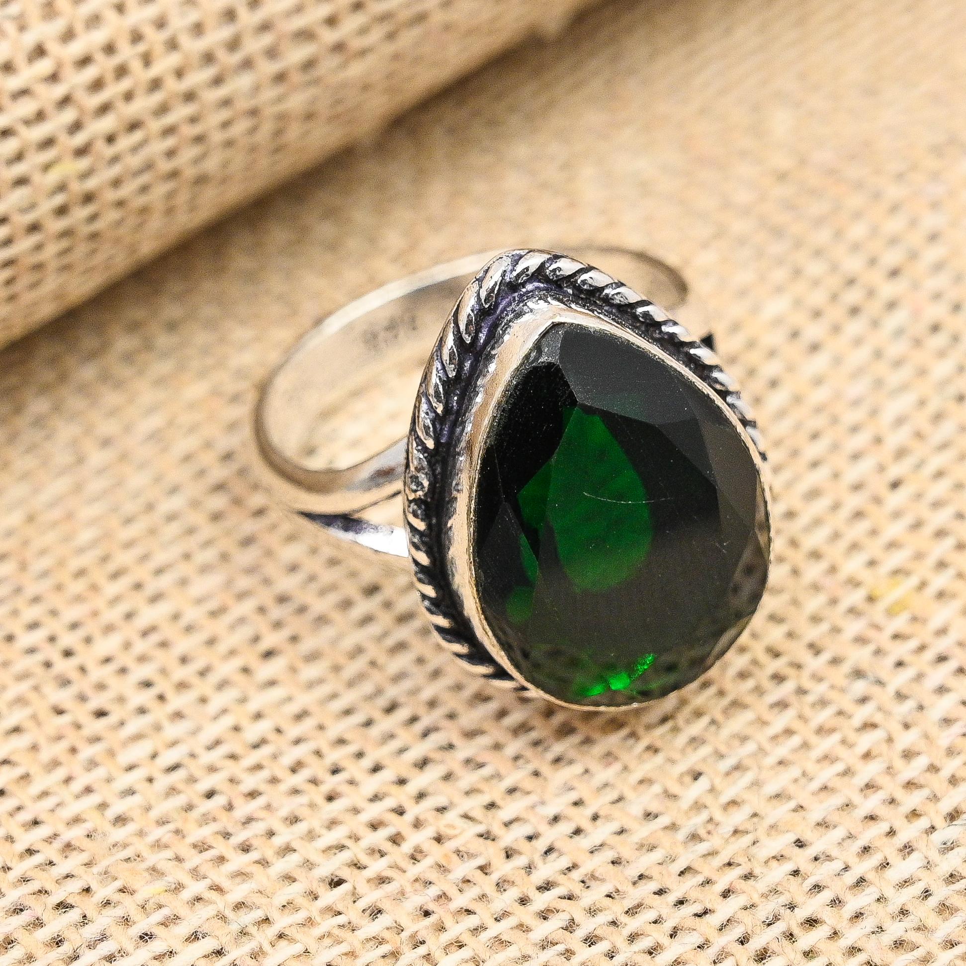 Ювелирные изделия ручной работы из хром-диопсида, кольцо из стерлингового серебра 925 пробы