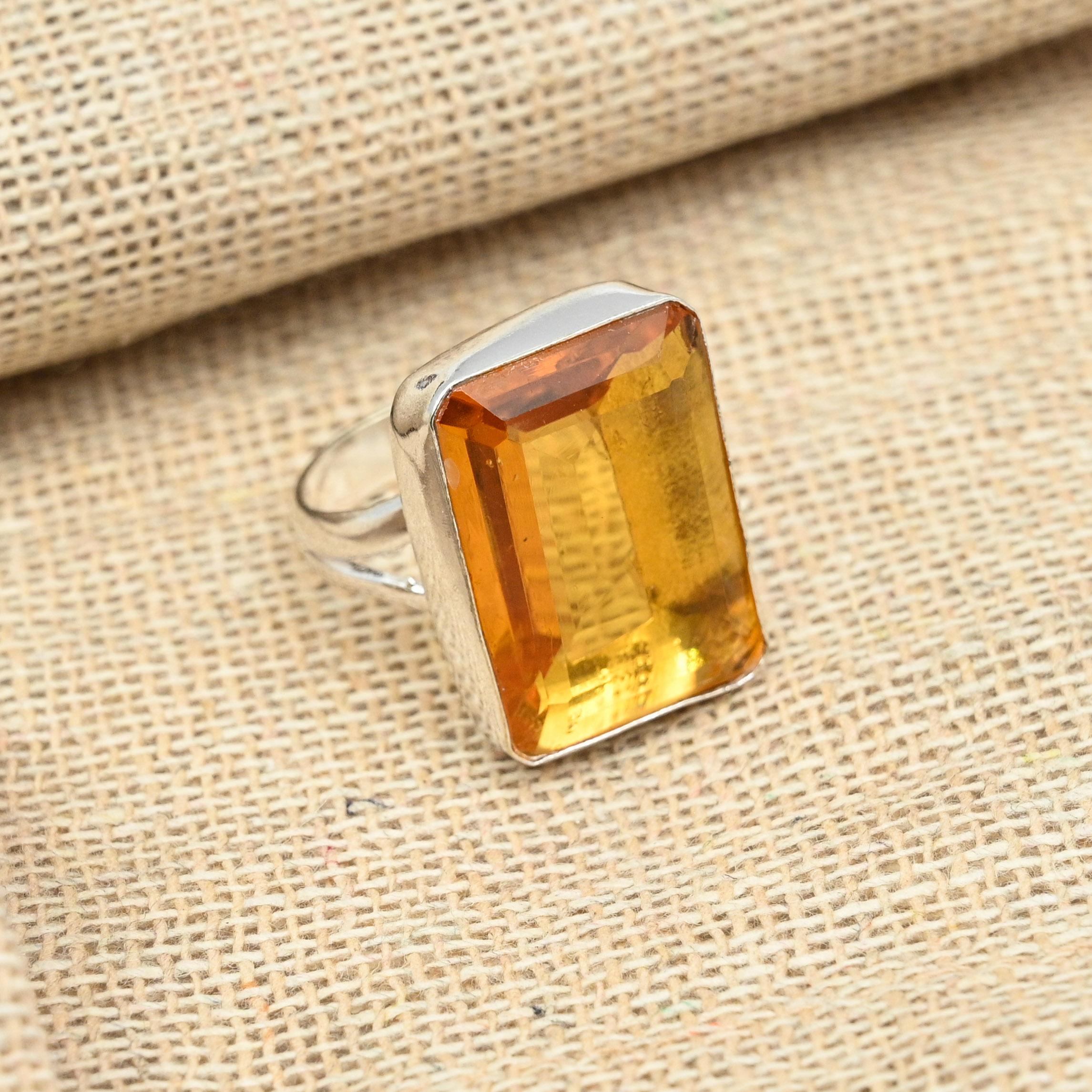 Faceted Citrine Gemstone Handmade 925 Sterling Silver Engagement Gift For Ring