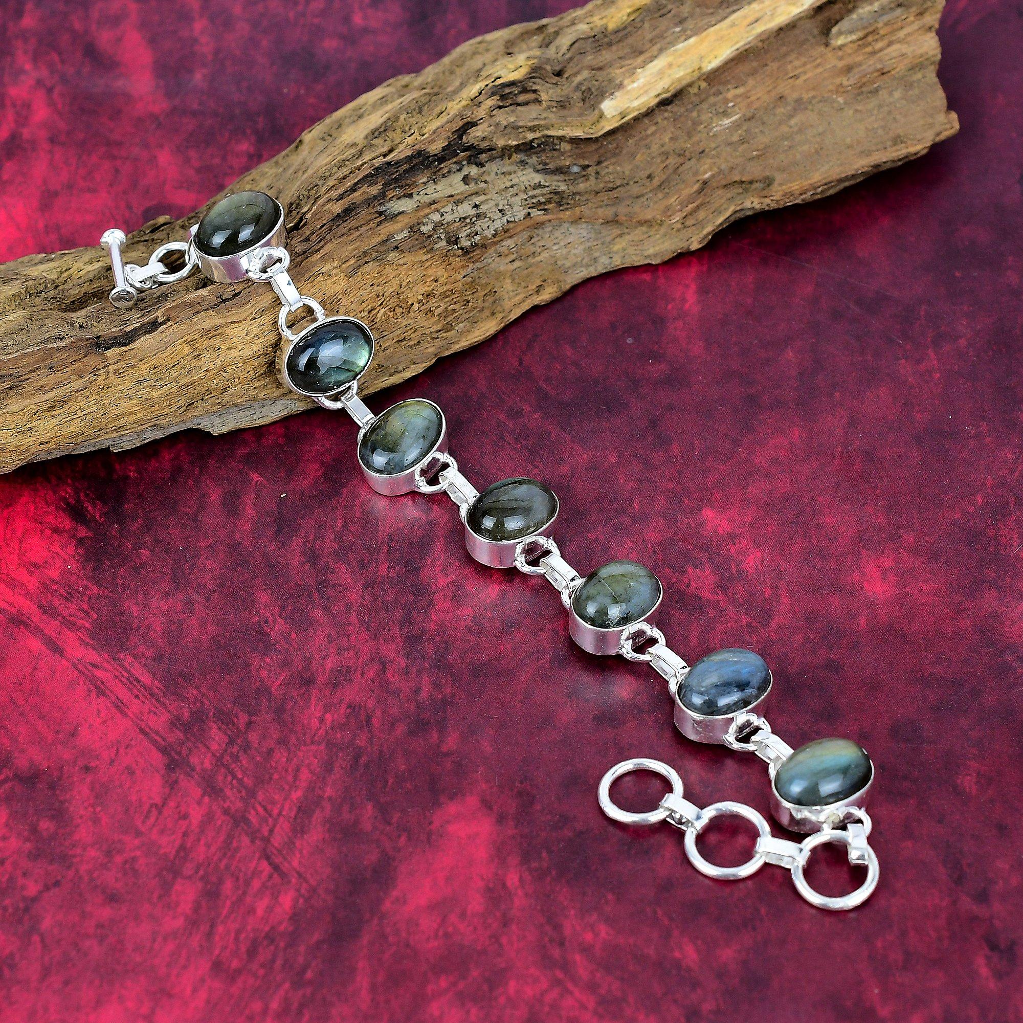 Браслет из стерлингового серебра 925 пробы с лабрадоритом, браслет ручной работы с драгоценными камнями, подарки для жены, совершенно новый браслет