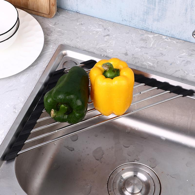1 PC Kitchen Multi-function Corner Rack Kitchen Tripod Sink Filter Drain Rack Vegetable Rack Dishwashing Sponge Storage Rack