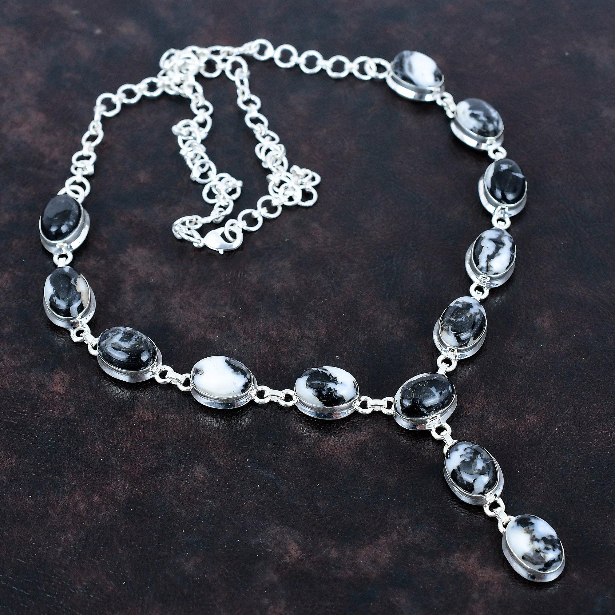 Ожерелье из белой бирюзы буйвола, ювелирные изделия из натурального драгоценного камня, ожерелье из стерлингового серебра 925 пробы, регулируемая цепочка, ожерелье ручной работы для подарков