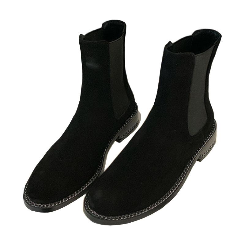 Women Ankle Boots Cow Suede Chelsea Boots Spring and Autumn Fashion All-match Womens Boots