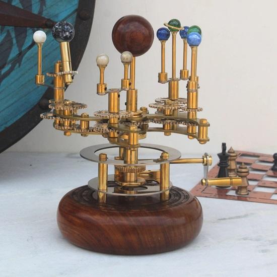 25,4 см Роскошное произведение искусства для книжных полок Латунная и стальная планета Функциональная модель Солнечной системы с планетами