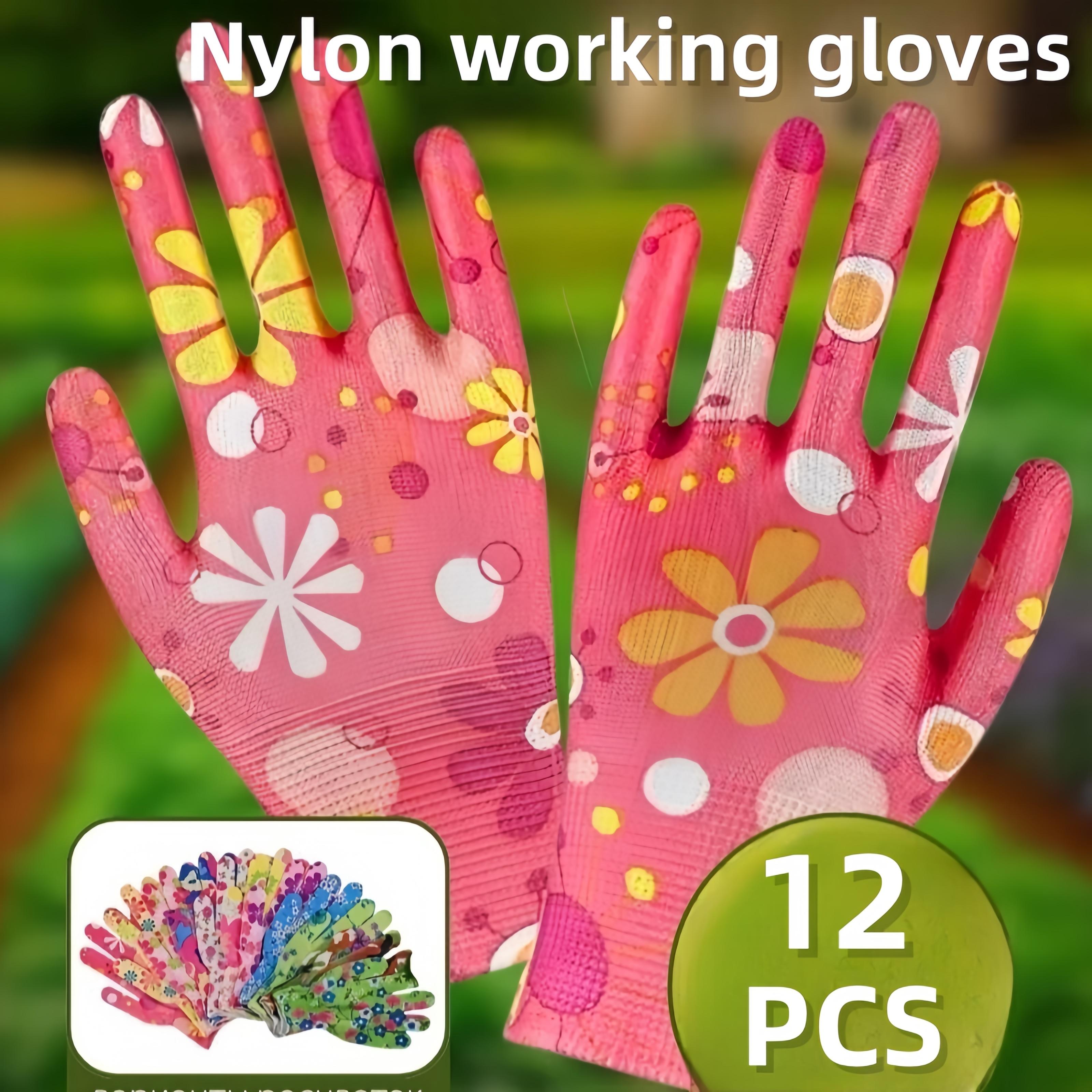 12Pairs Nylon Labor Gloves Non-Slip Work Gloves Palm-Coated Gardening Gloves Planting Yard Cleaning Palm