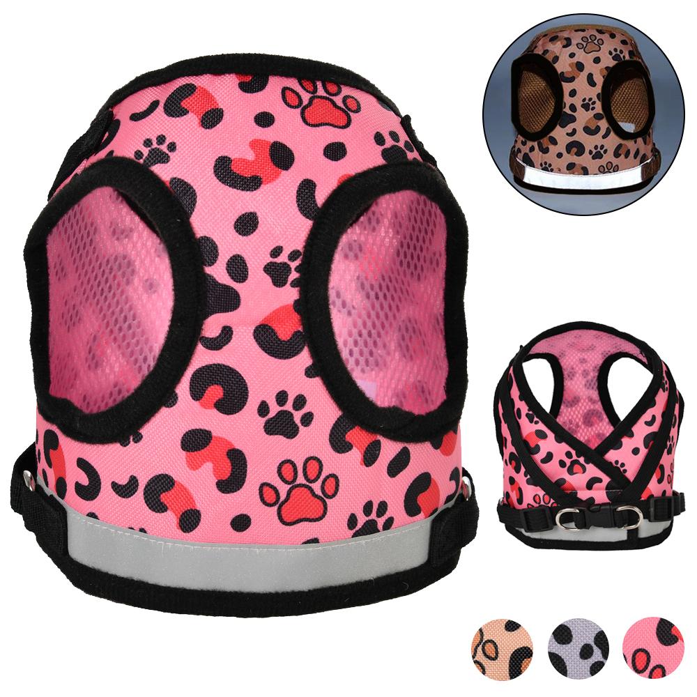 Pet Dog Harness Leash Set For Small Medium Dogs Reflective No Pull Mesh Puppy Cats Harness Vest Leopard Print Outdoor Chihuahua Pug Accessories