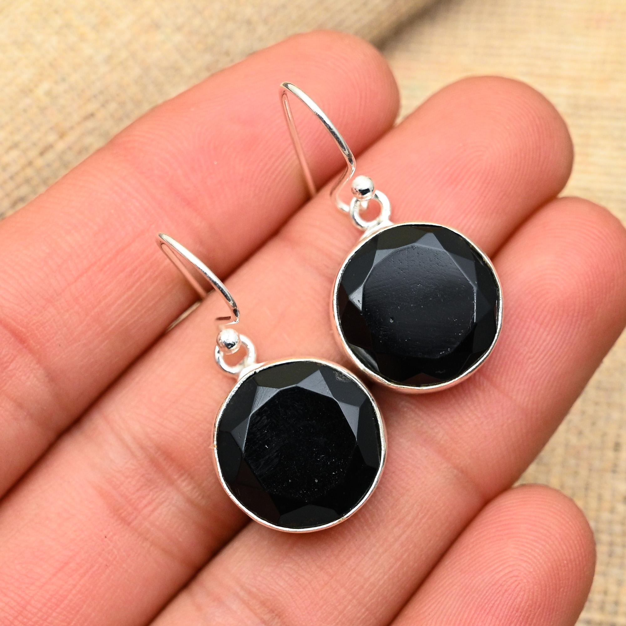 Ювелирные серьги ручной работы из стерлингового серебра 925 пробы с черной шпинелью и драгоценным камнем для нее