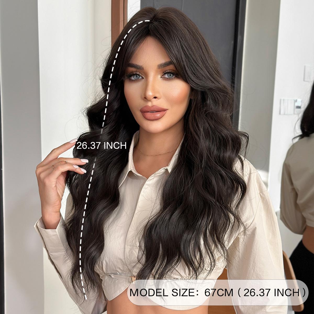 Black Curly Wig for Women - Curtain Bangs Daily Full Cap, Quick Beauty High Quality, Synthetic Heat Resistant Fiber Voluminous