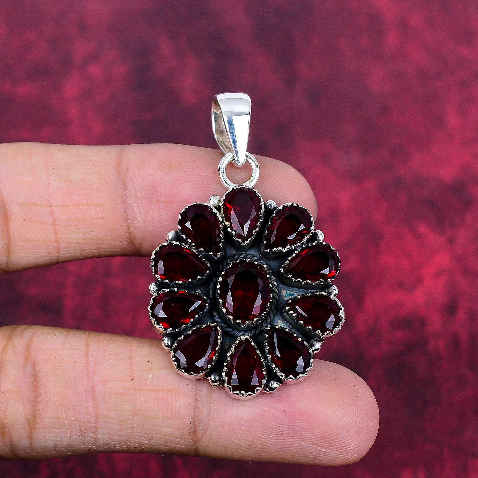 Подвеска из цельного серебра 925 пробы с гранатом, подвеска из драгоценного камня ручной работы, подарок жене, абсолютно новый кулон