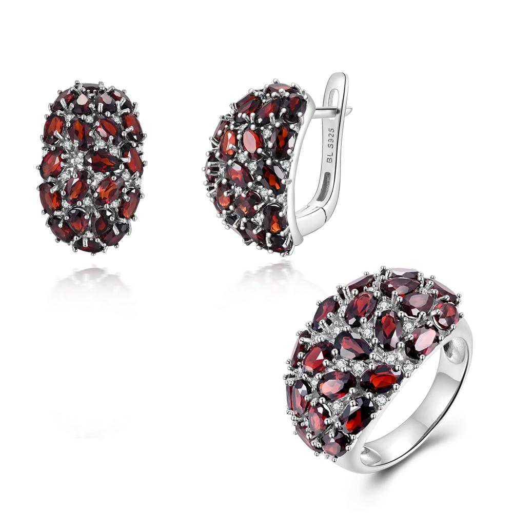 Удивительные серьги-кольца из стерлингового серебра 925 пробы, комплект ювелирных изделий из натурального красного граната, драгоценный камень из Мозамбика, женский подарок на годовщину