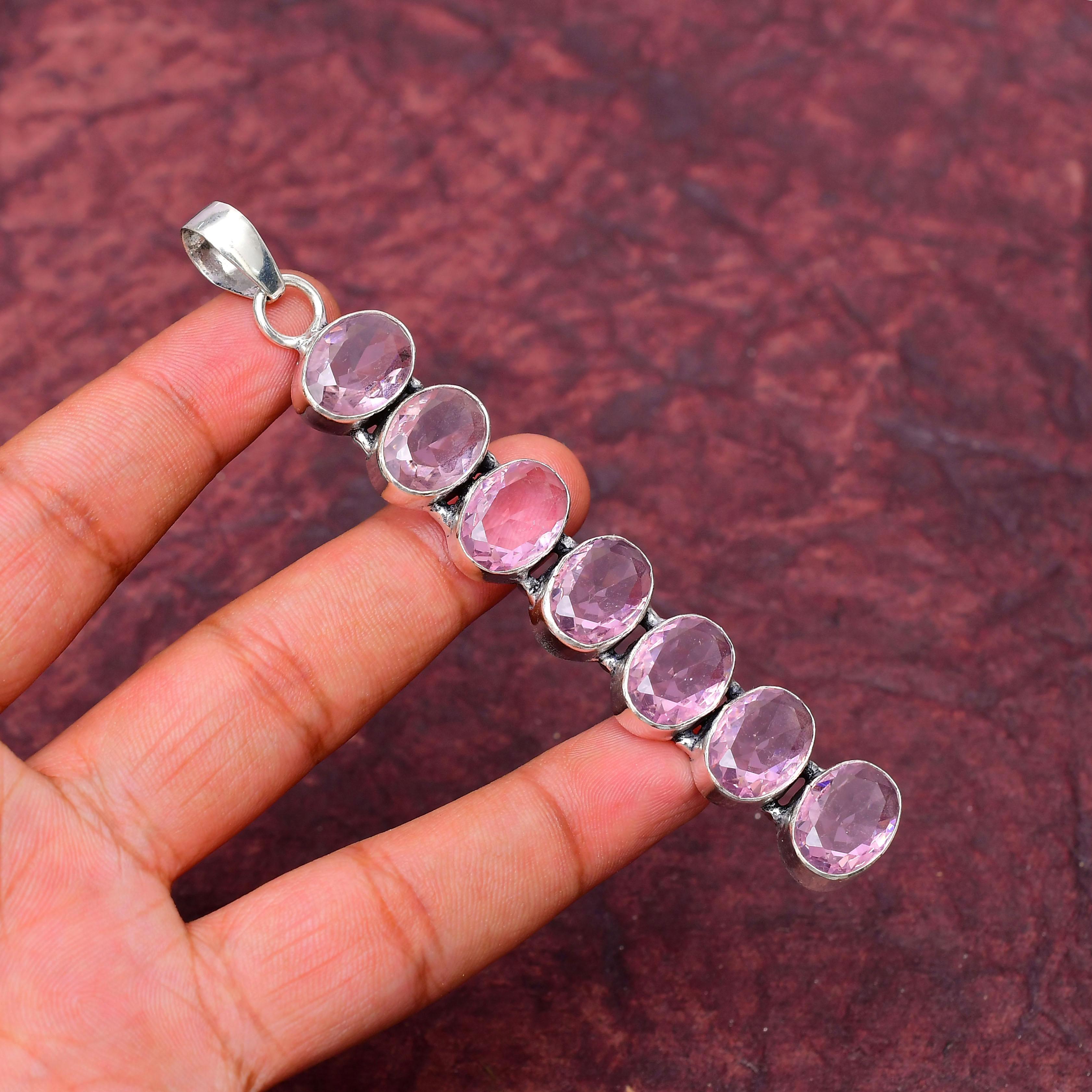 Awesome Pink Kunzite Gemstone Pendant: 925 Sterling Silver Handmade Pendant Necklace Jewelry