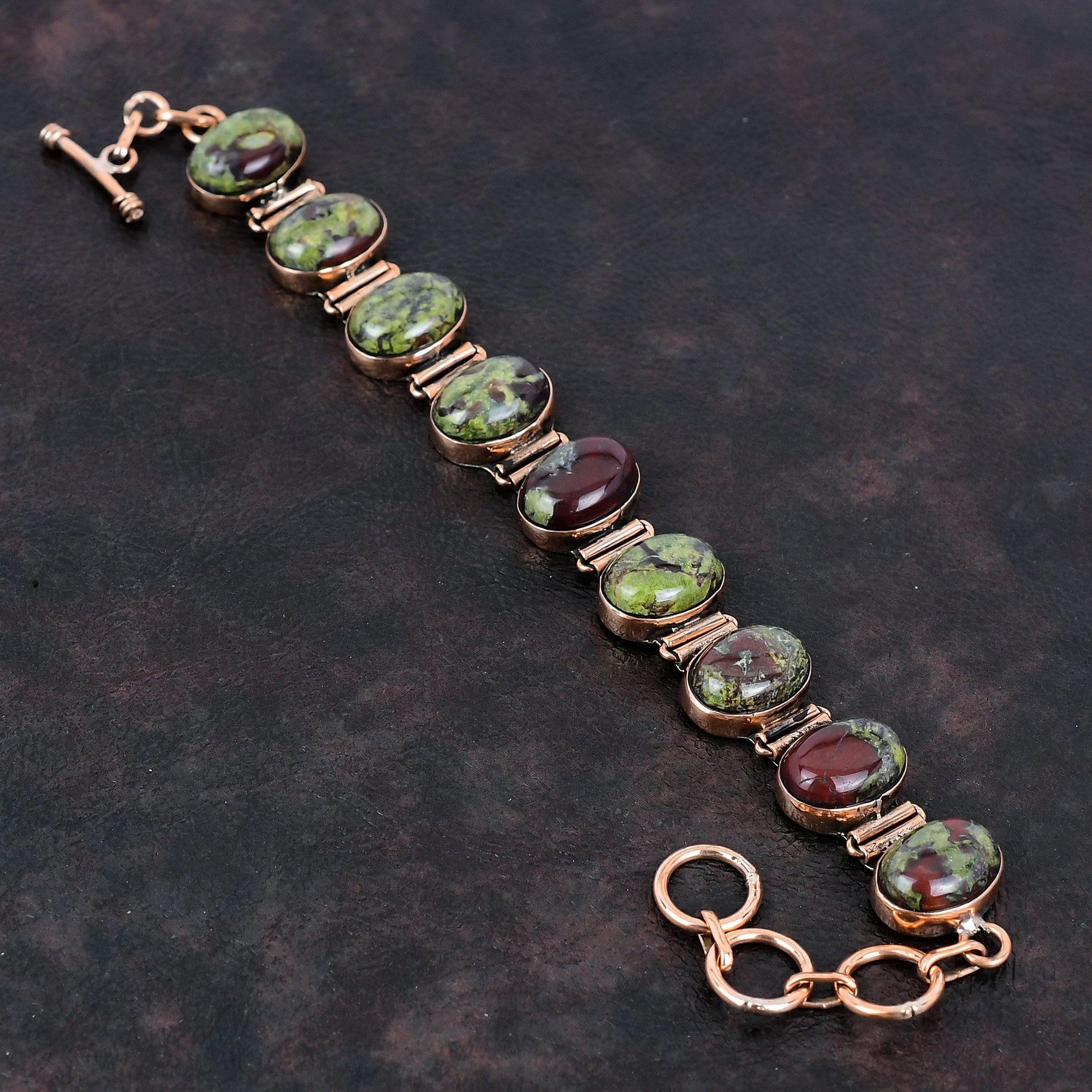 Браслет из Драконьей Яшмы Медный Браслет Регулируемый Браслет-Цепочка Драконья Яшма Драгоценные Камни Ювелирные Изделия Браслет Ручной Работы Подарки для Матери