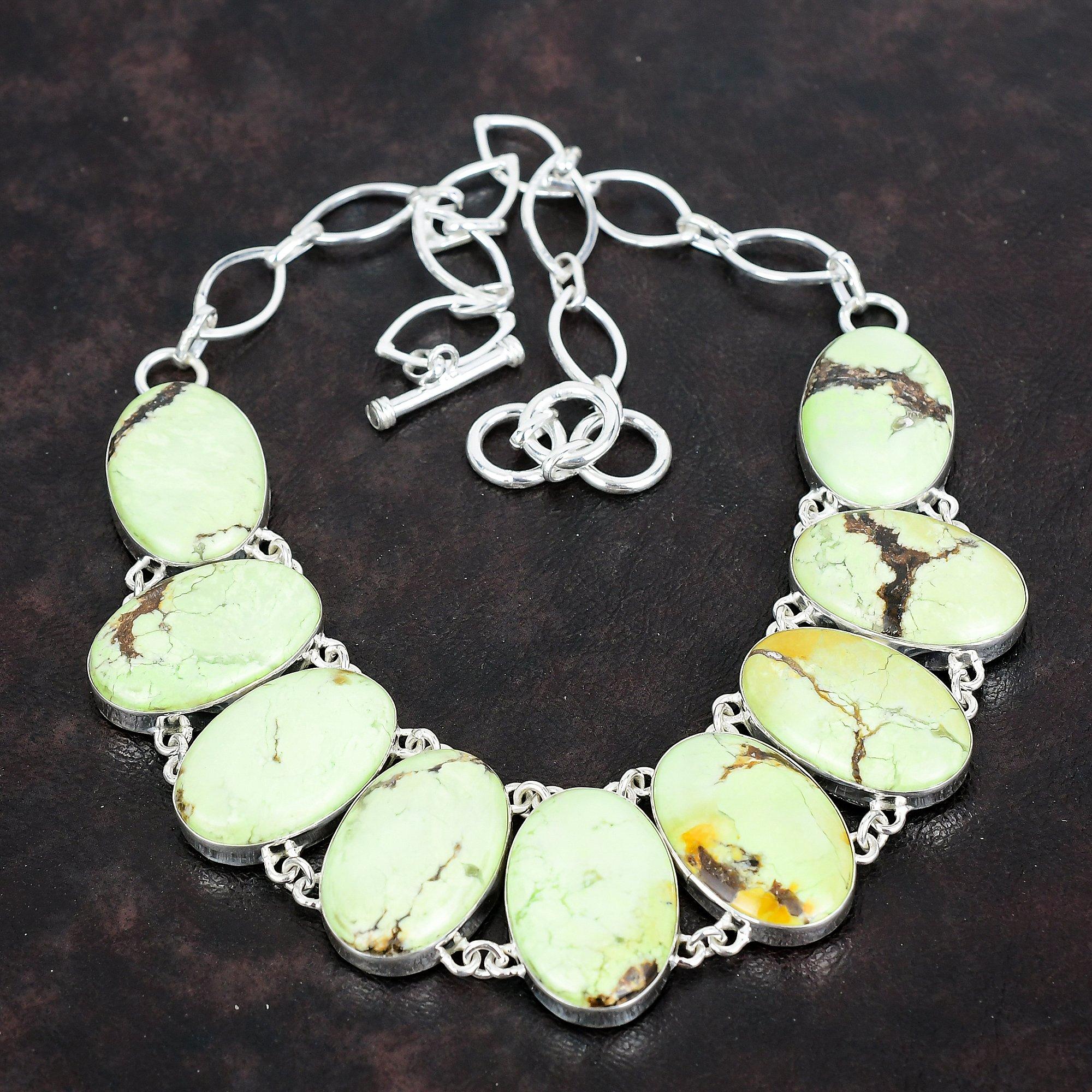 Ожерелье из лимонного хризопраза, прекрасное ожерелье из драгоценного камня, ожерелье из стерлингового серебра 925 пробы, ожерелье с регулируемой цепочкой, украшения ручной работы, подарки для нее