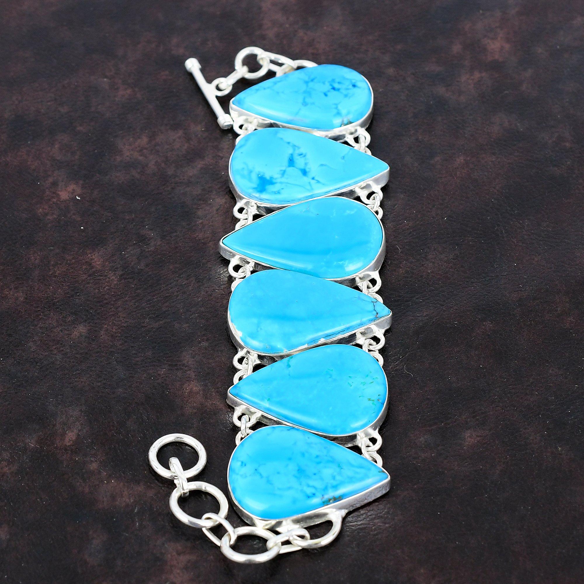 Аризона Бирюзовый Браслет Стерлингового Серебра 925 Браслет Регулируемый Браслет-Цепочка Ювелирные Изделия Ручной Работы Подарок Для Женщин Дизайнерский Браслет Из Драгоценных Камней