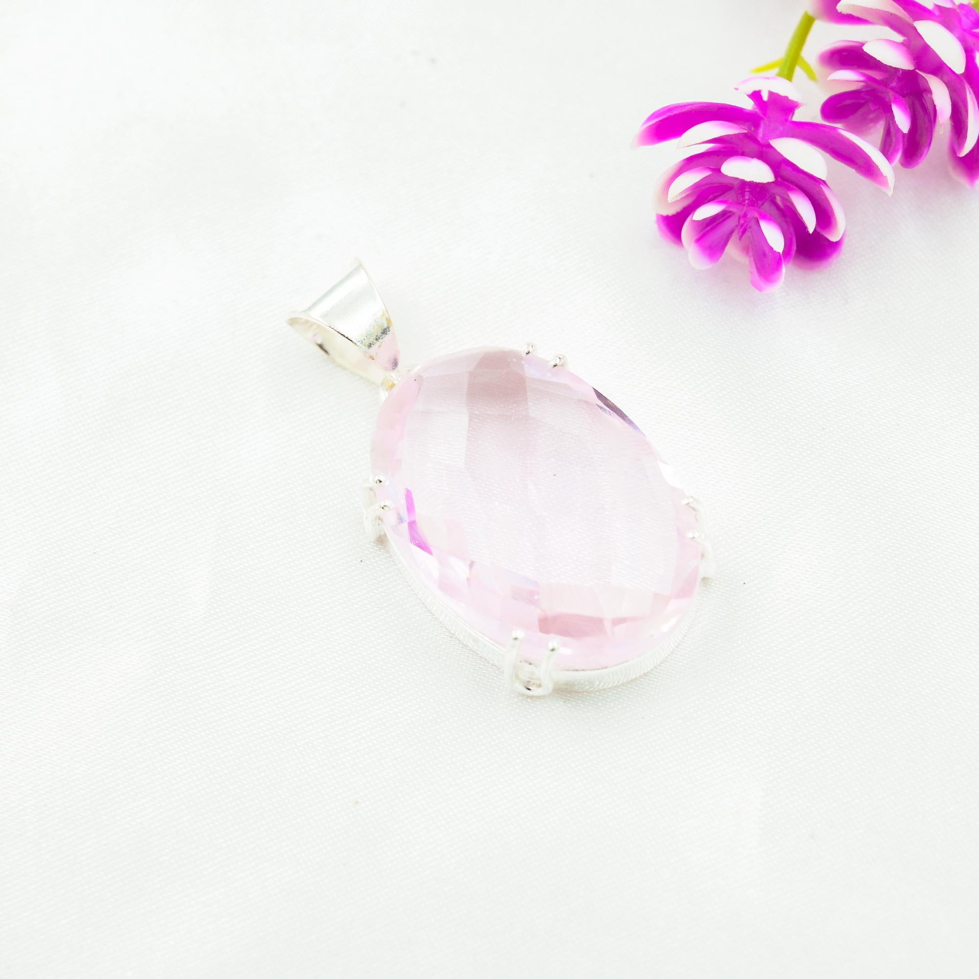 Подвеска с розовым кунцитом, драгоценный камень, кулон из стерлингового серебра 925 пробы, ювелирное изделие ручной работы, кулон с камнем по дате рождения, подарок для него