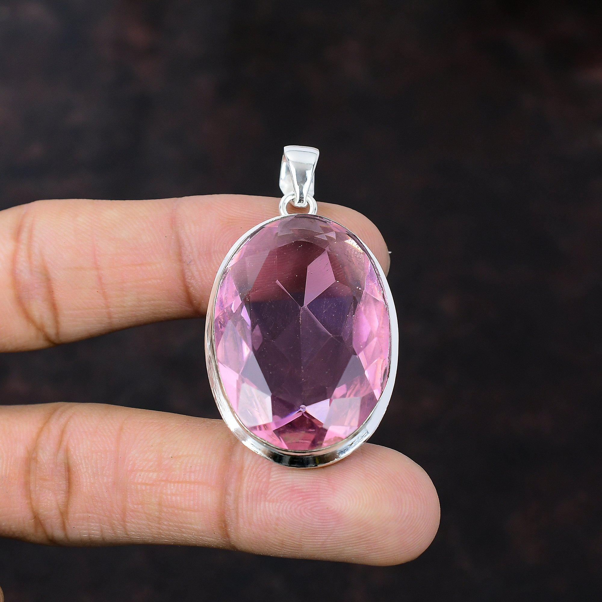 Faceted Pink Kunzite Pendant Unique Jewelry 925 Sterling Silver Pendant Gemstone Handmade Pendant Silver Jewelry Gift For Her Decent Pendant