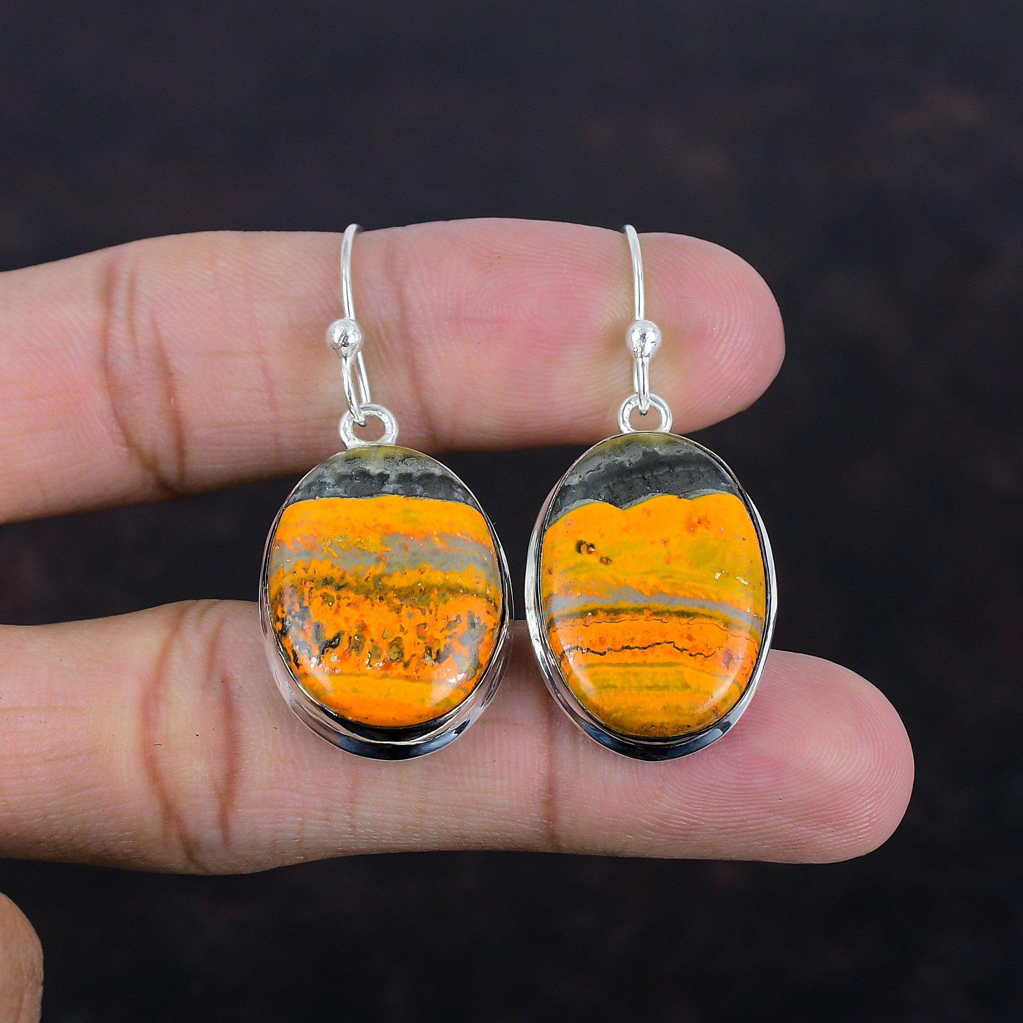 Серьги из яшмы шмеля, драгоценные камни, элегантные ювелирные изделия, серьги из стерлингового серебра 925 пробы, серьги ручной работы, лечебные камни, ювелирные изделия, подарки для мамы