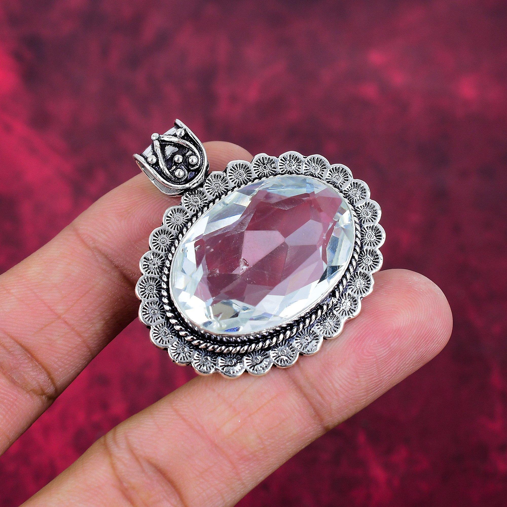 Подвеска из чистого серебра 925 пробы с белым топазом, подвеска из драгоценных камней ручной работы на День памяти