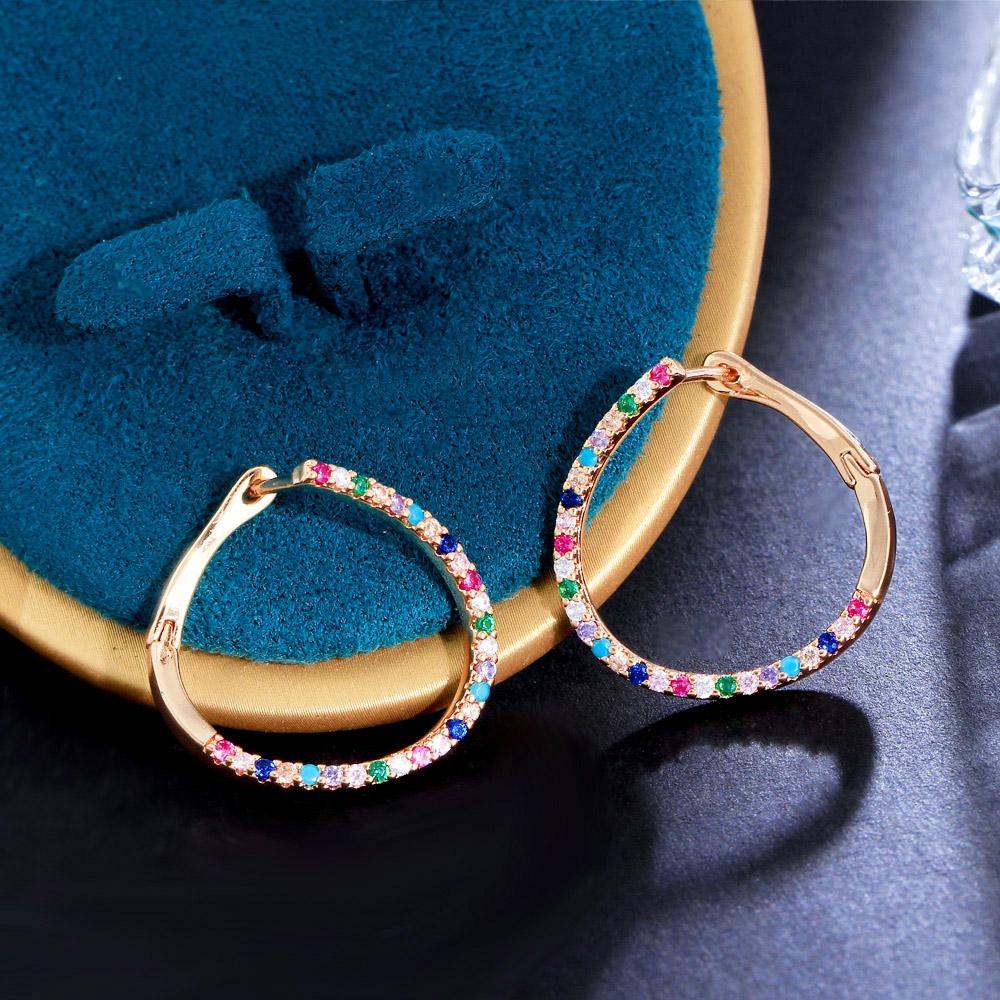 Элегантные многоцветные серьги CMM с кубическим цирконом, круглые серьги в форме луны для женщин, модные ювелирные изделия золотого цвета