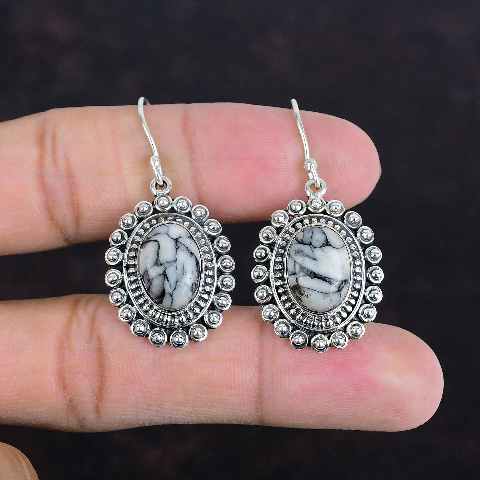 Серьги из пинолитового яшма, серьги с натуральными драгоценными камнями, серьги из стерлингового серебра 925 пробы, винтажные серьги, серьги-капли, украшения ручной работы, подарки для мамы