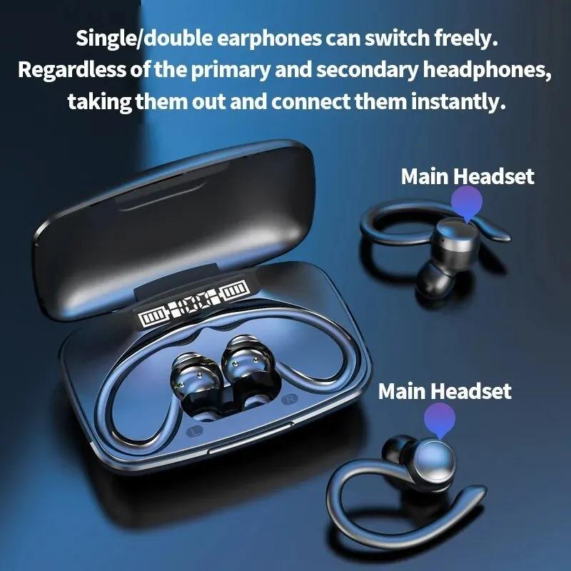 Беспроводные Bluetooth-наушники, спортивные наушники для активного отдыха с зарядным устройством, сенсорным дисплеем, вкладышами для музыки
