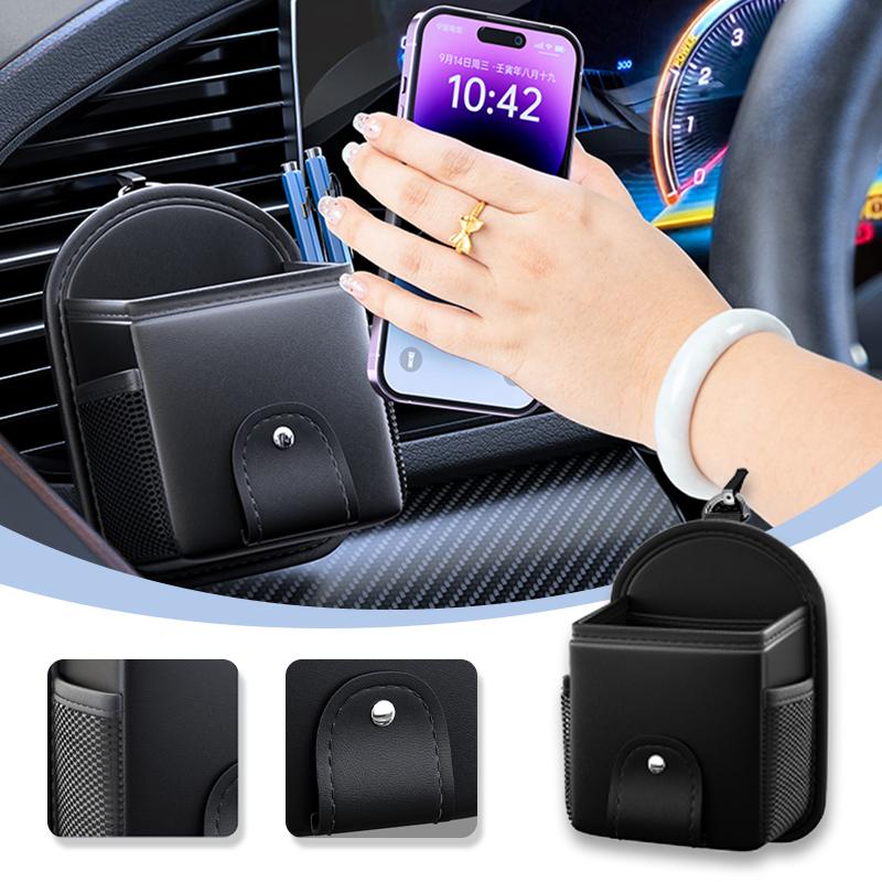 SEAMETAL Автомобильный подвесной органайзер на воздуховод для хранения мобильного телефона, ключей, кожаный кошелек для монет, автомобильный кошелек