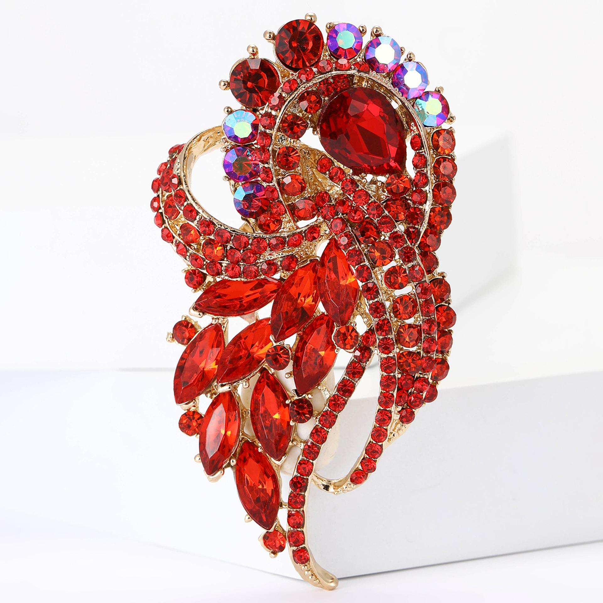 Vintage Style Flowers Cluster Brooch Pin Rhinestone Crystal Woman Corsage Party Gift Jewelry Accessories