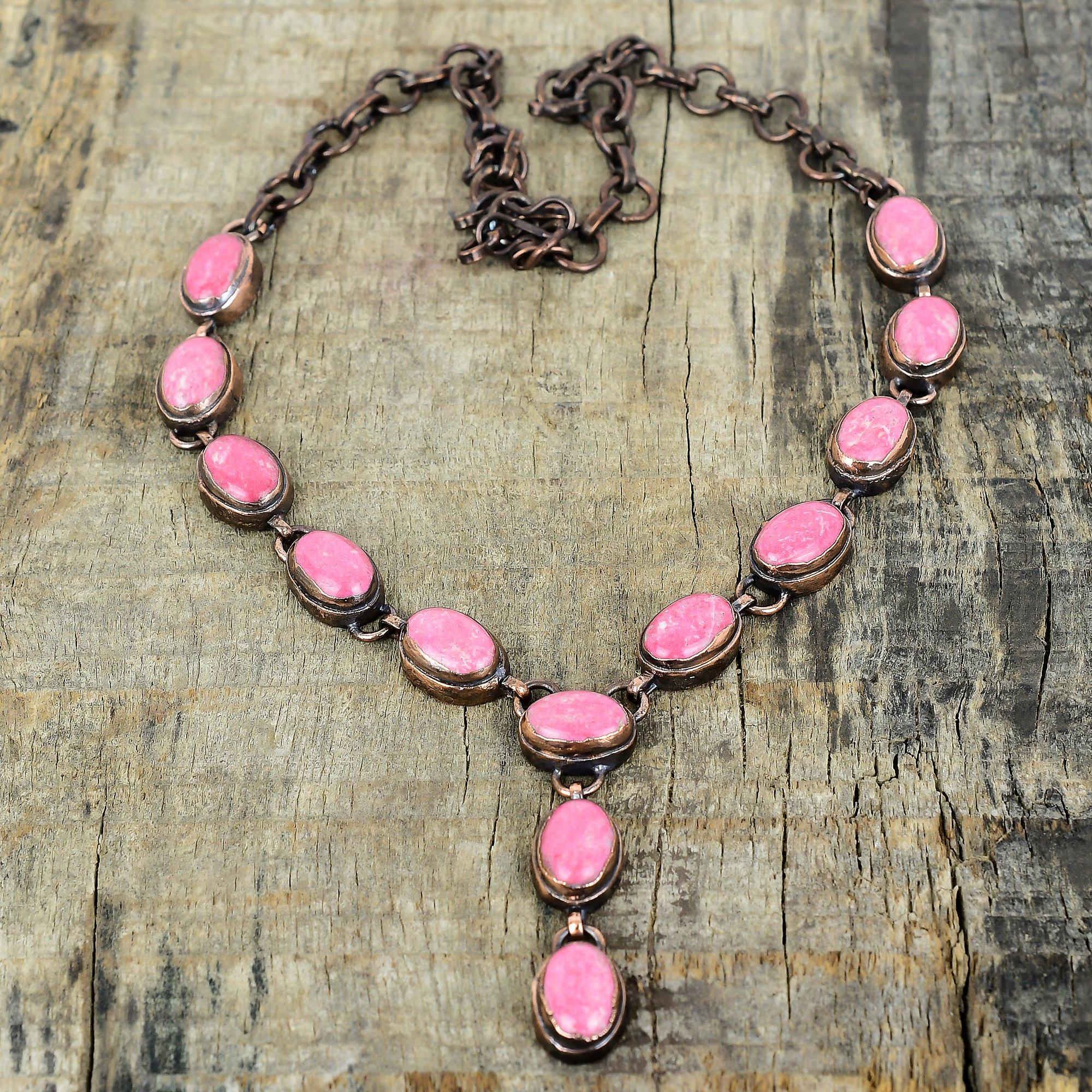 Тулитовый кулон, гальванопластика, медные украшения, кулон с драгоценным камнем, ожерелье с регулируемой цепочкой, гальванопластическое ожерелье, ожерелье ручной работы для подарков