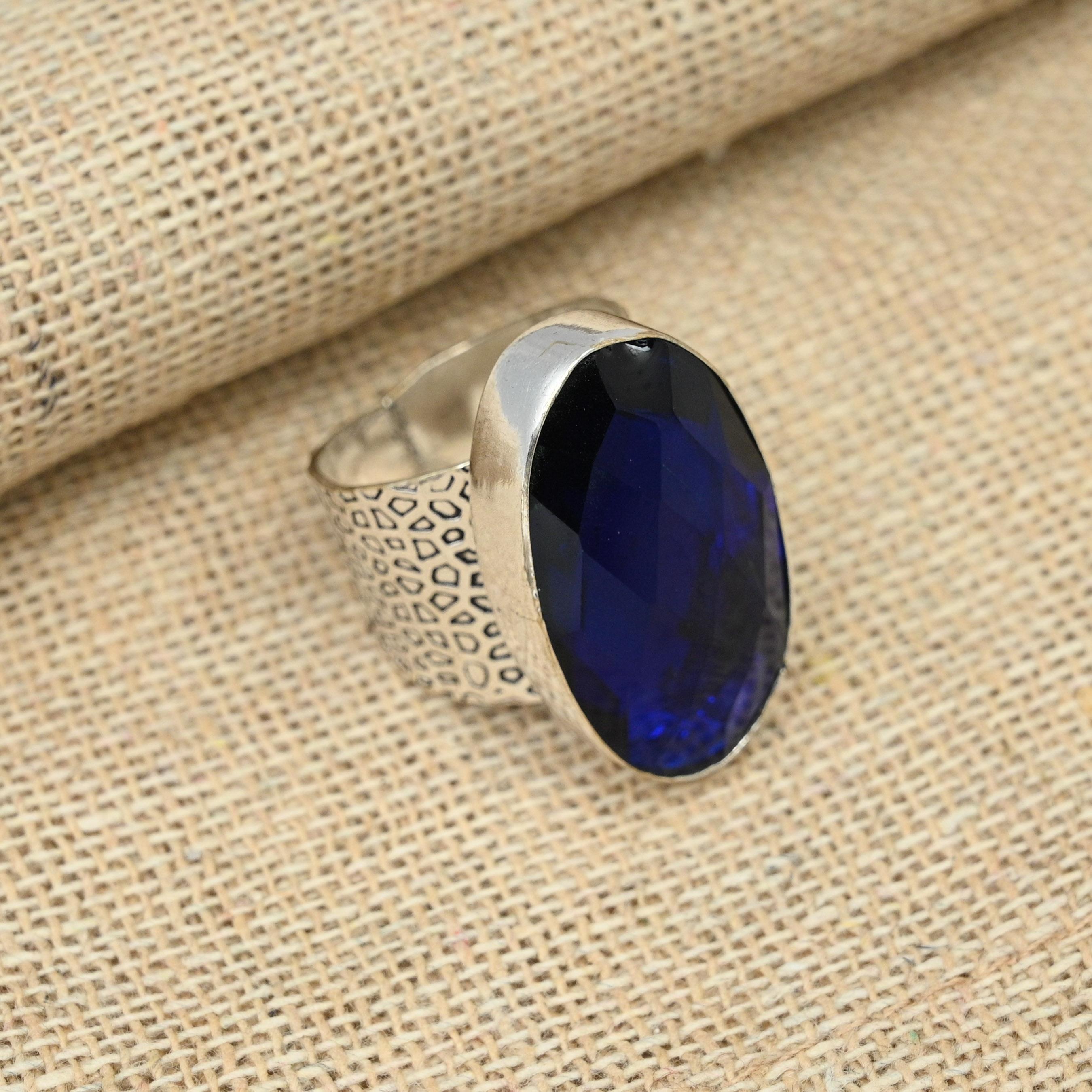 Изысканное ювелирное изделие ручной работы с синим сапфиром, созданный в лаборатории драгоценный камень, обручальное кольцо любого размера