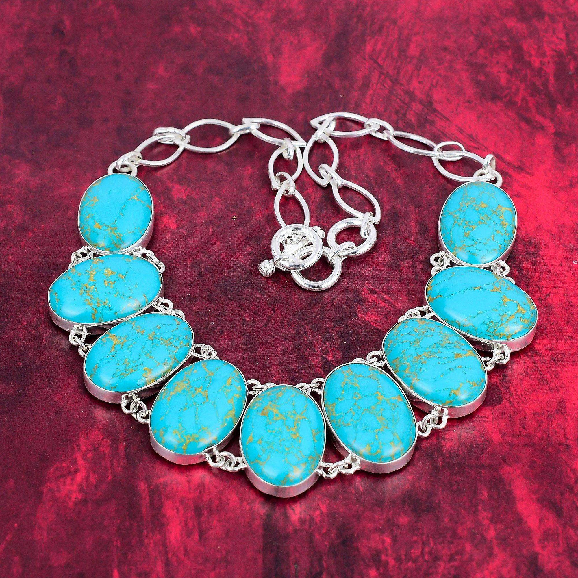 Ожерелье ручной работы с драгоценными камнями синей бирюзы, стерлинговое серебро 925 пробы, антикварные ювелирные изделия, регулируемая цепочка, для подарка на помолвку