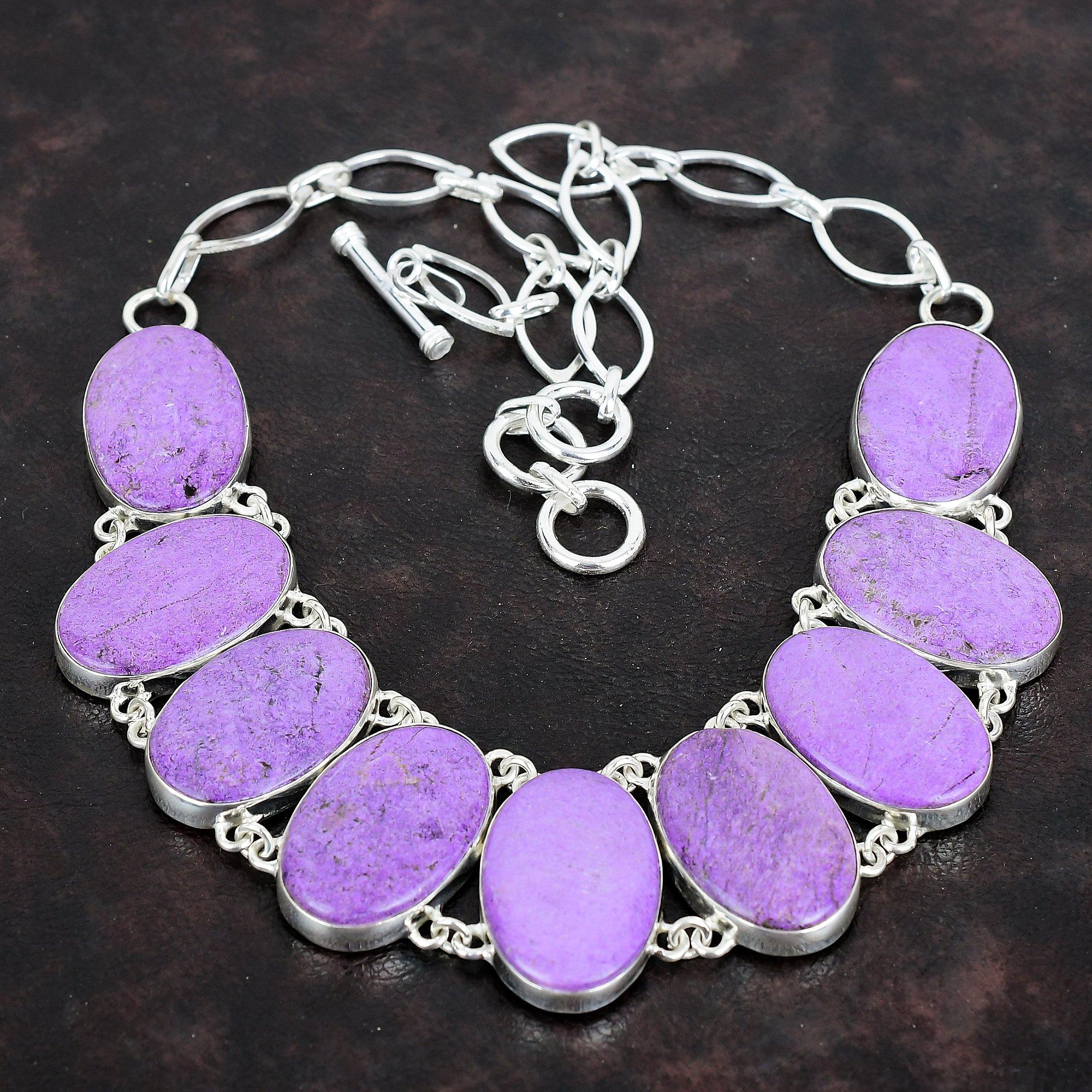 Purpurite Necklace Handmade Necklace Gemstone Jewelry 925 Sterling Silver Necklace Adjustable Chain Necklace Gifts for Mother Silver Jewelry