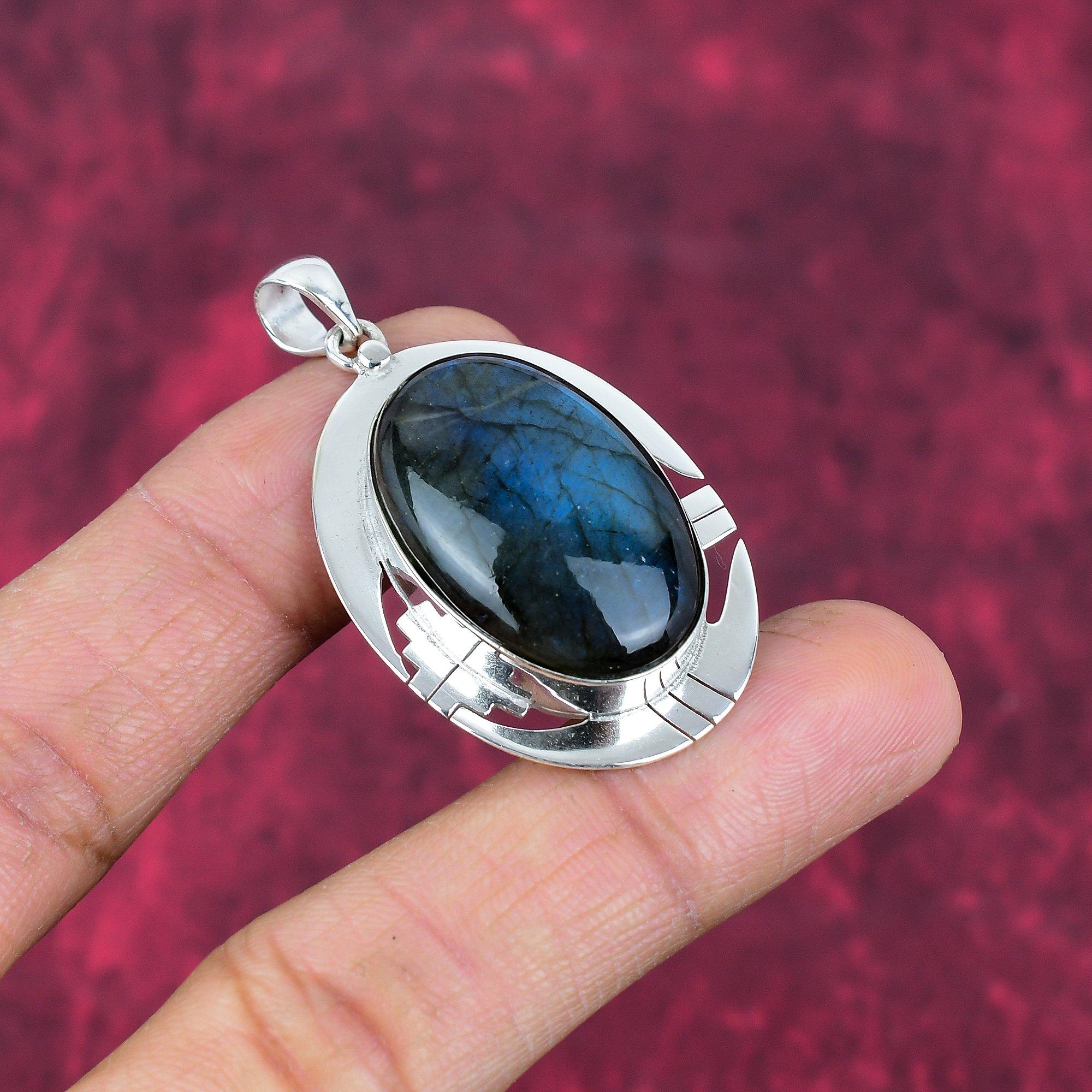 Подвеска из лабрадорита, ручная работа, драгоценный камень, серебряный кулон 925 пробы, антикварная бижутерия, для подарка, серебряные украшения