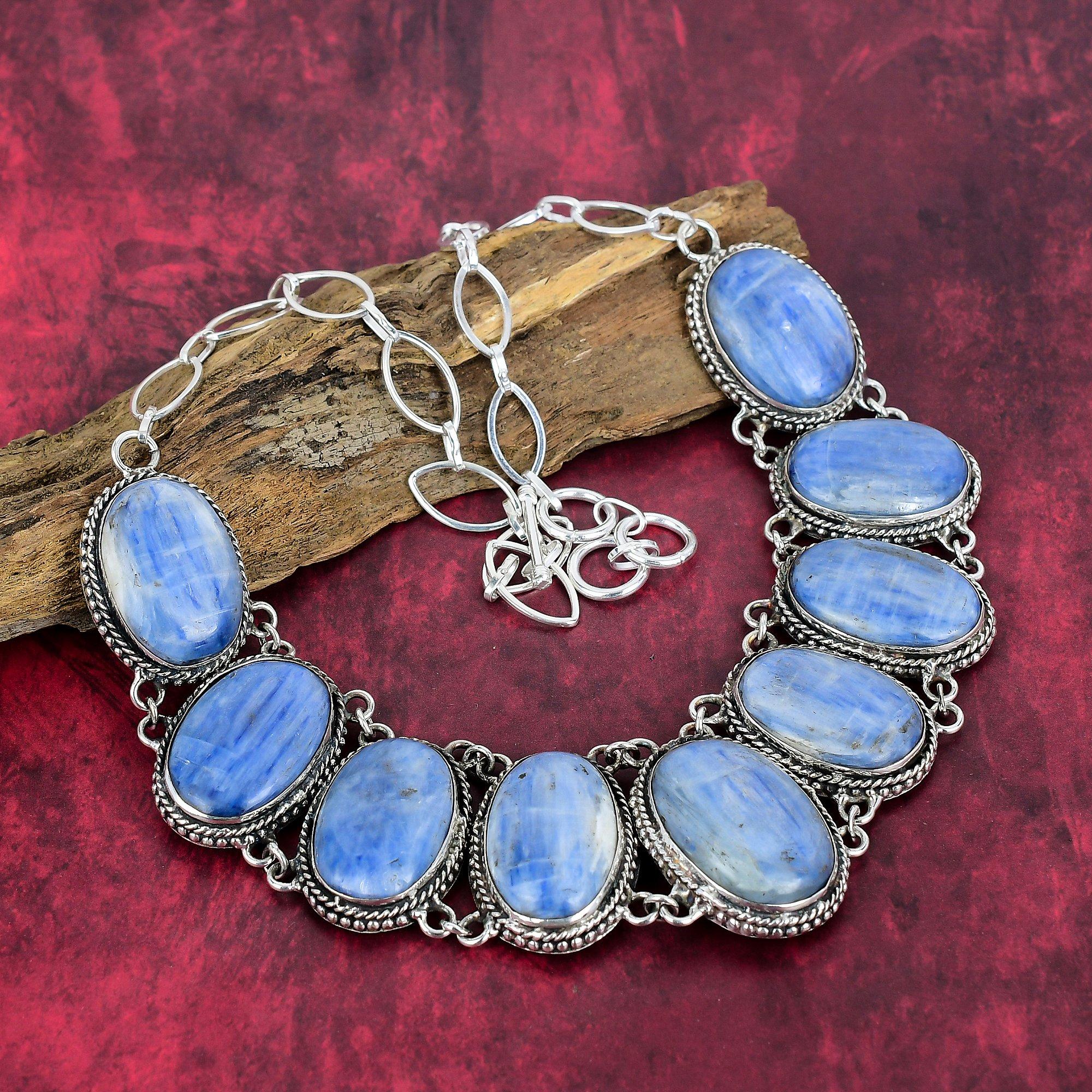 Kyanite 925 Solid Sterling Silver Necklace, Handmade Adjustable Chain Necklace Gemstone Jewelry, Gifts For Wife Brand New Necklace