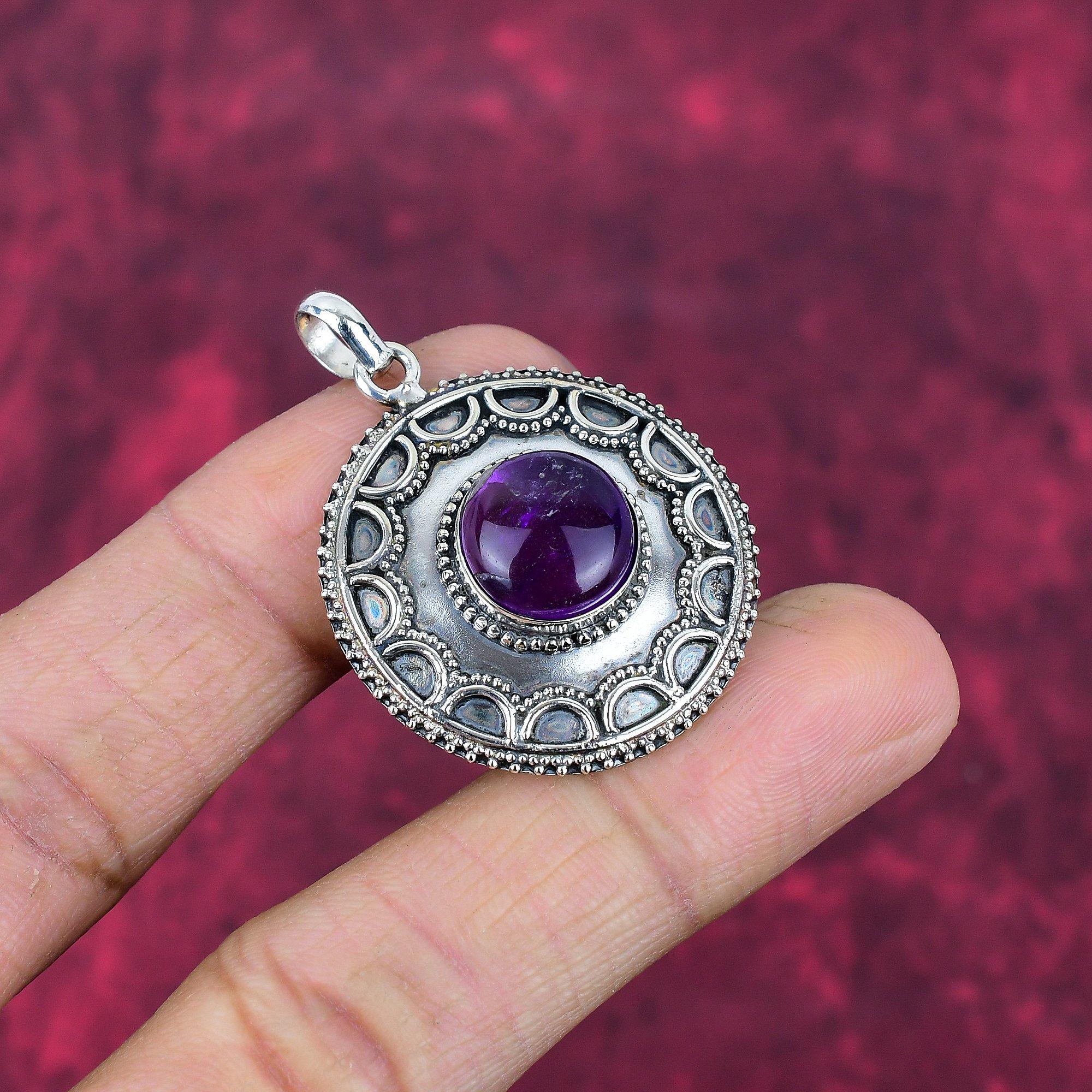 Amethyst Pendant Gemstone Jewelry, 925 Solid Sterling Silver Pendant, Gift For Women Handmade Pendant