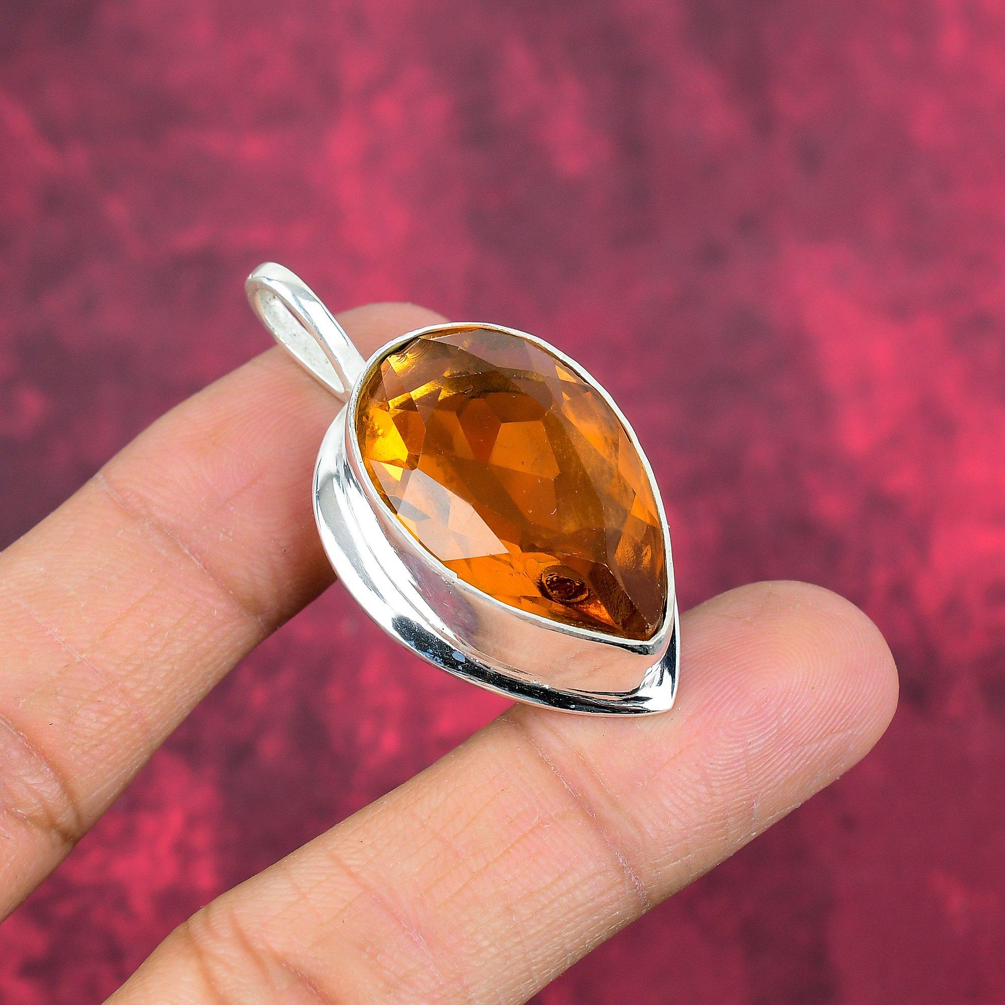 Подвеска с цитрином, ювелирные изделия из стерлингового серебра 925 пробы с драгоценными камнями, подвеска ручной работы, на День Благодарения