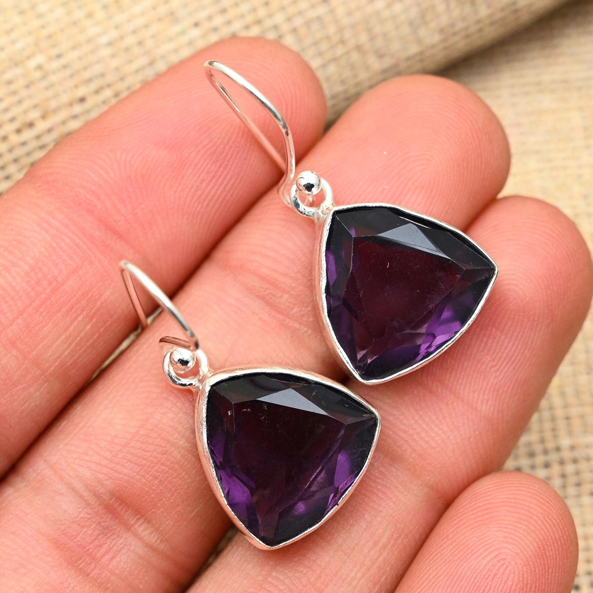 Ювелирные серьги из стерлингового серебра 925 пробы с аметистом ручной работы для свадебного подарка